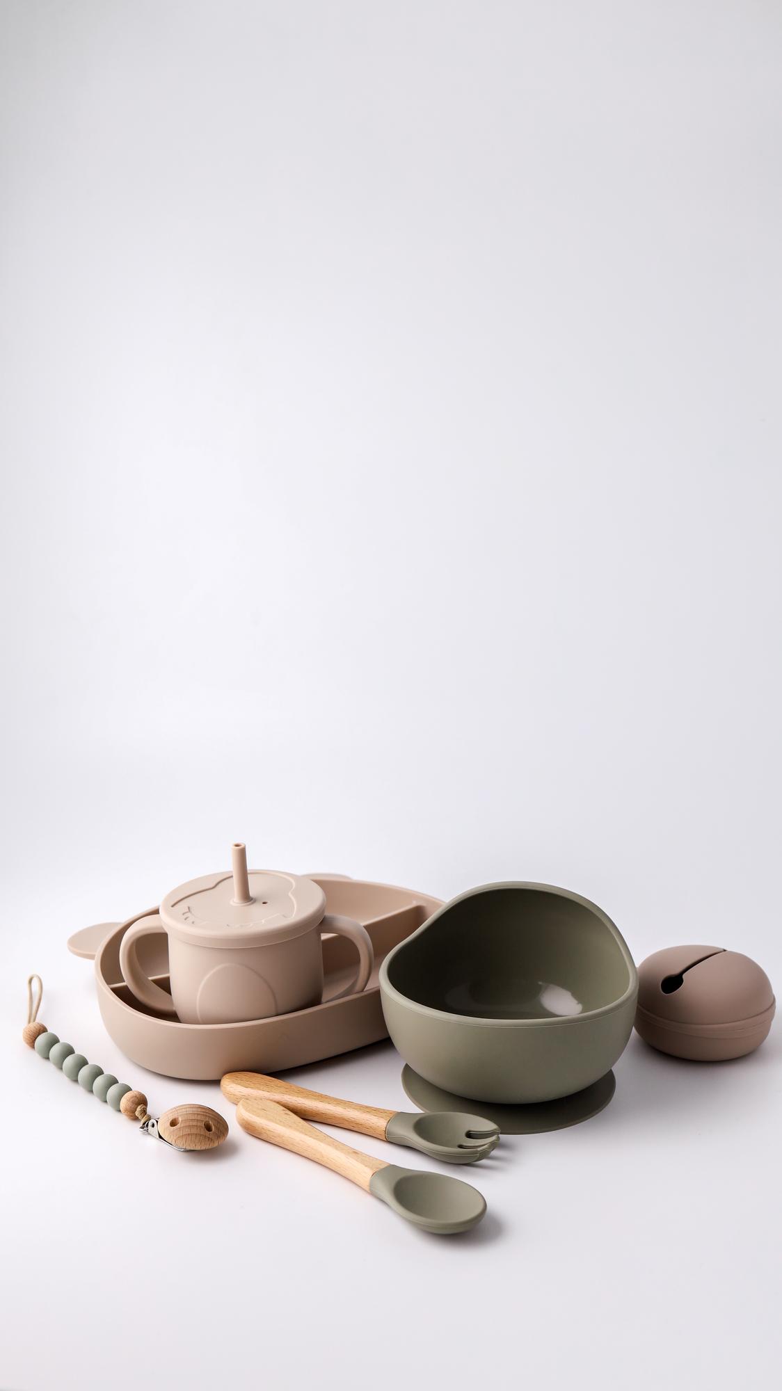 Cozy workshop corner with utensils and stacked bowls