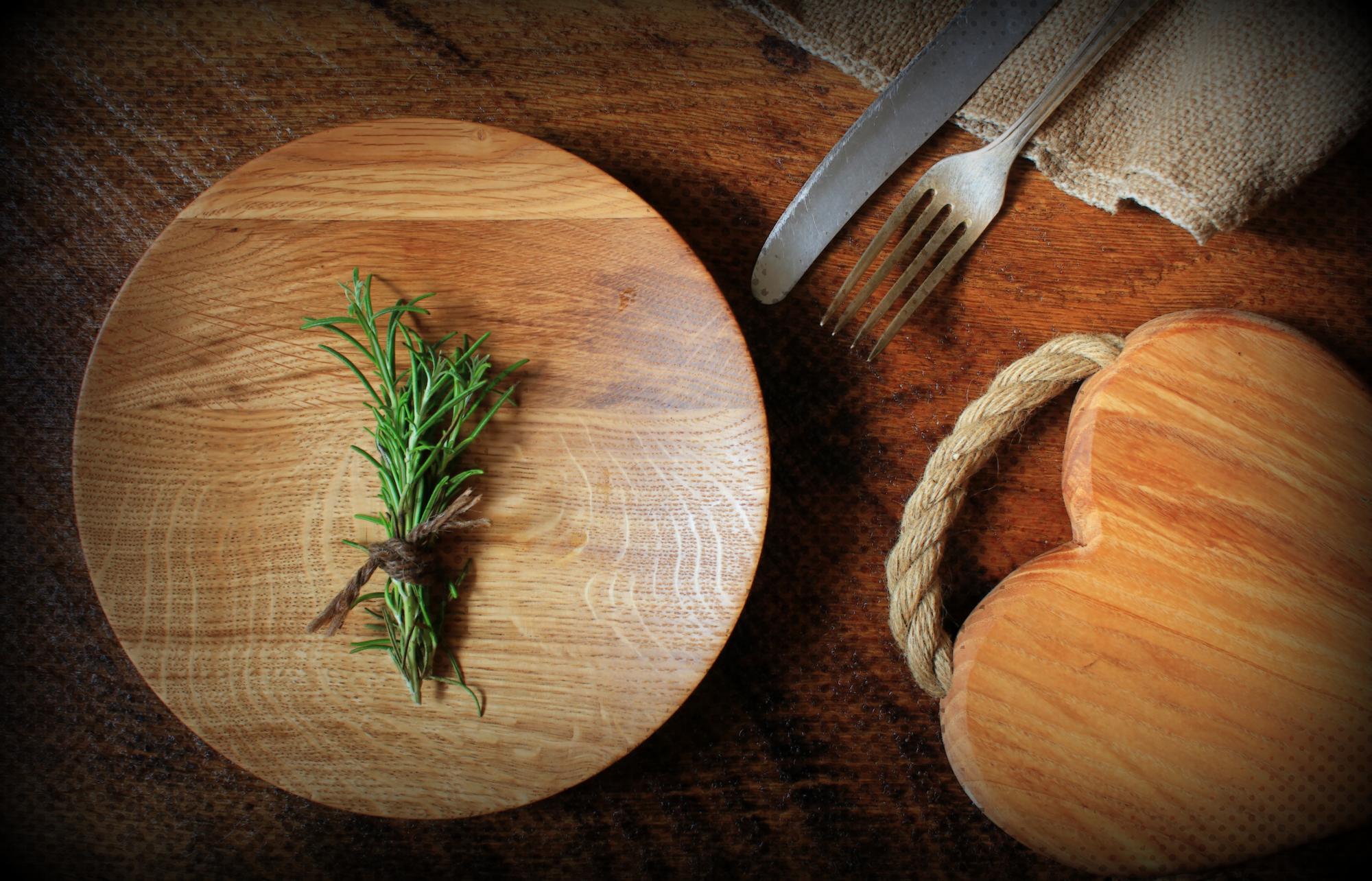 Wooden board with finished tasting plates